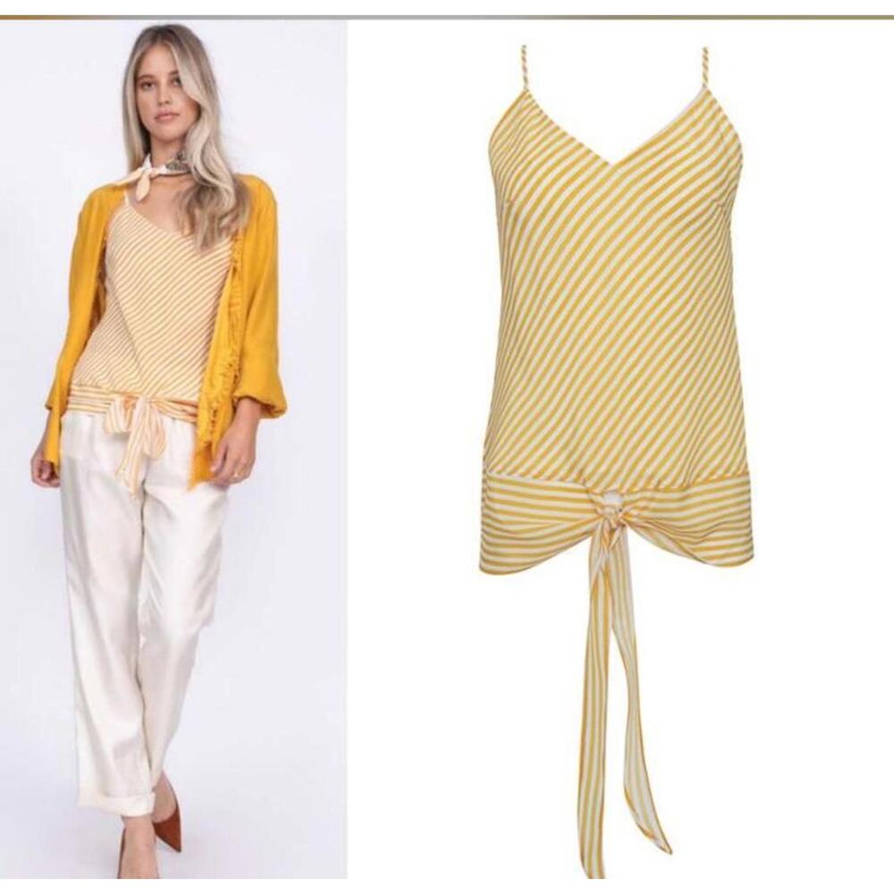 Gold Hawk Mini Stripe Silk Cami Size M